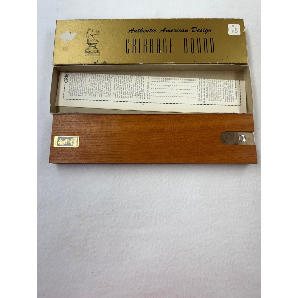 Vintage Drueke Cribbage Board Model 5 Wood Game with Box and Pegs Made in USA - Picture 3 of 5